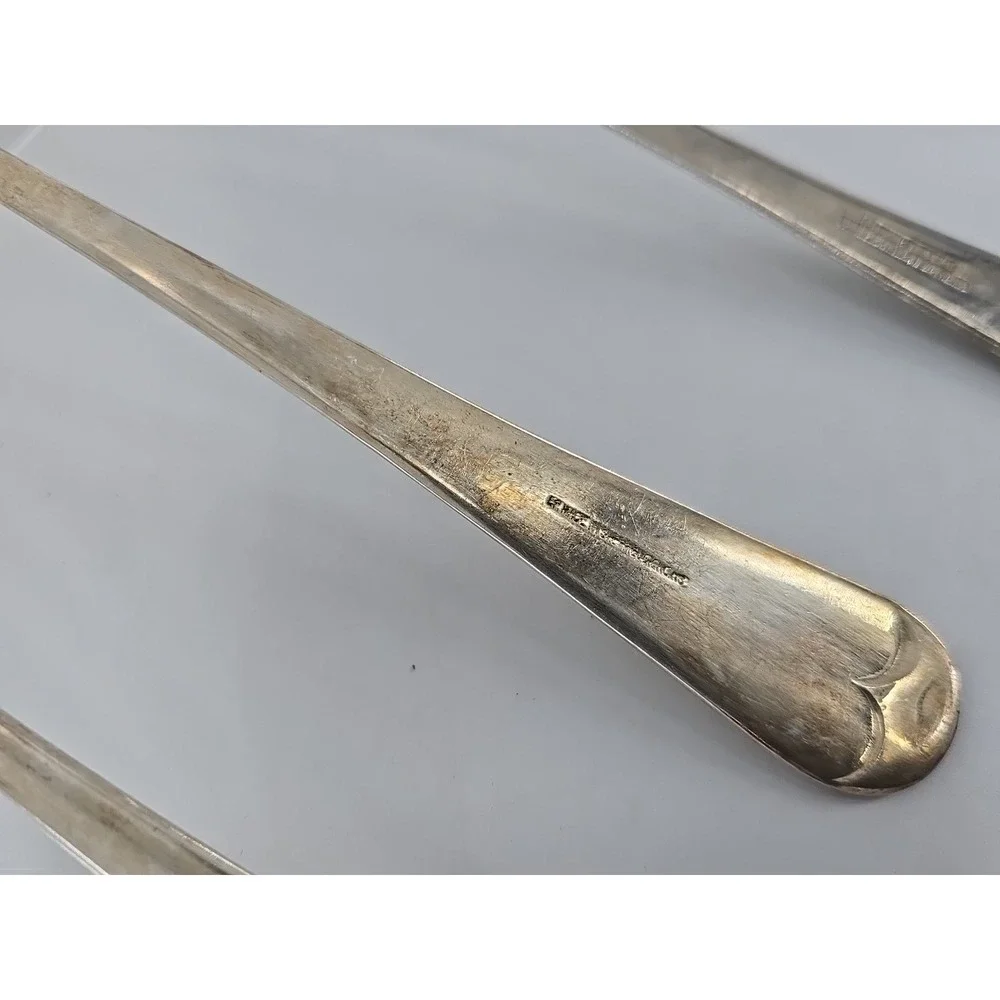 2 Pair Vtg Sheffield Salad Fork & Spoons Silver Plated Salad Serving Set England